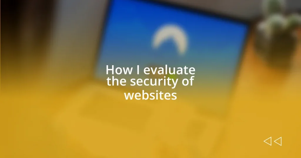 How I evaluate the security of websites