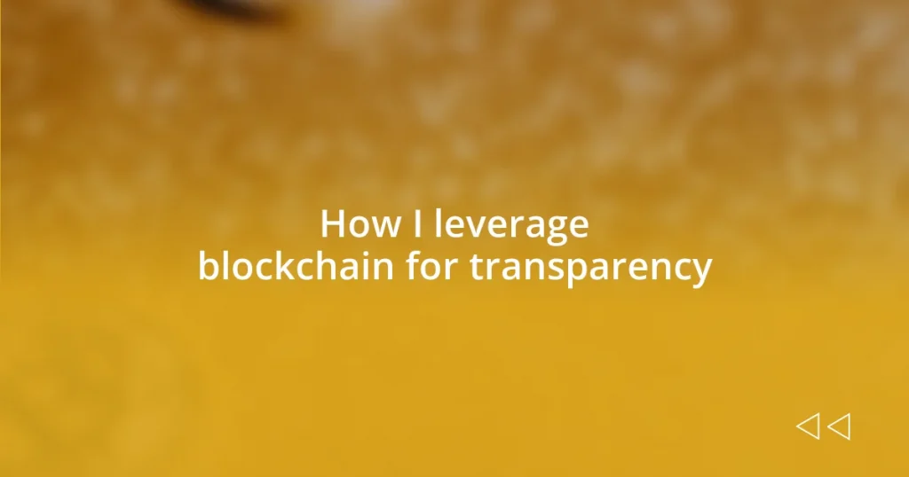 How I leverage blockchain for transparency