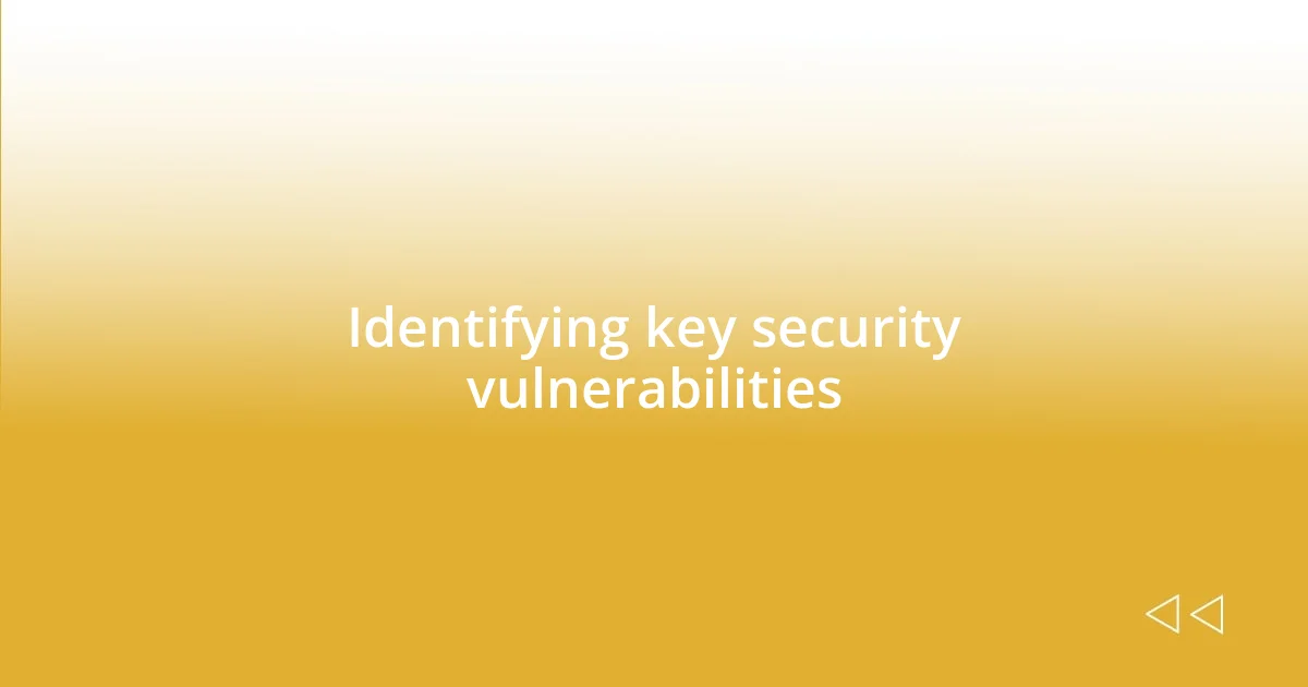 Identifying key security vulnerabilities