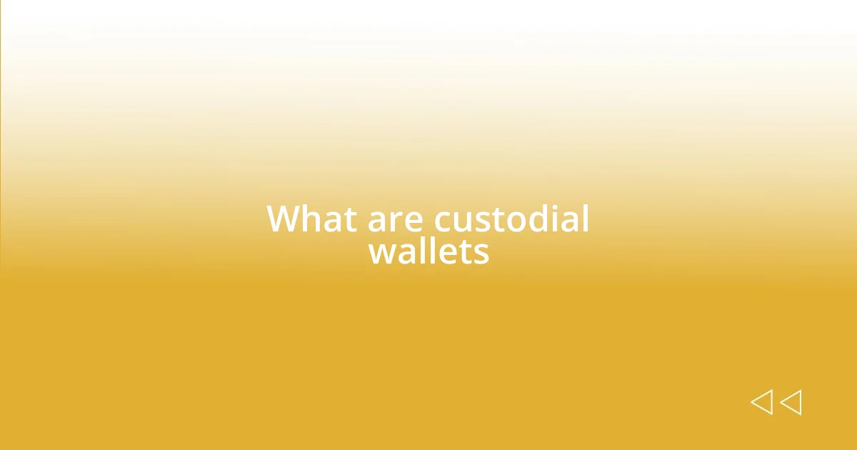 What are custodial wallets