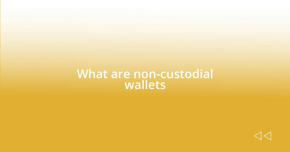 What are non-custodial wallets